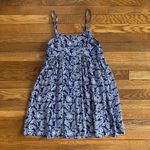 Love Tree Blue white paisley babydoll mini dress with lace up sides, bohemian boho chic Photo 1