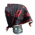 Vintage Mira Red & Black Quilted Puffy‎ Asian Print Shoulder Bag w/ Head Scarf Photo 2