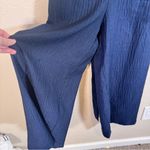 Max Studio  Navy Blue Wide Leg Jumpsuit Womens M Short Sleeve Classic Preppy Work Photo 8