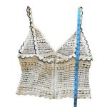 Forever 21 NWT Crochet Knit Top Sleeveless Zip Back Cream Ivory Black Size M Photo 5