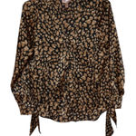 Willow & Root Animal Print Long Sleeve Blouse Size Small Black Photo 0