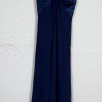 La Femme Blue Satin Strapless Chiffon Gown Womens 8 Formal Prom Maxi Bridesmaid Photo 2