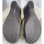 Crocs Sately Sandal Womens Sz 9 High Wedge Heel Slip On Slide Espresso Green Tan Photo 3