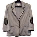 Laundry by Shelli Segal  Blazer Gray Faux Leather Trim Elbow Patch Jacket Size 12 Photo 0