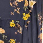 Sanctuary  Floral Print Navy Blouse Long Sleeve Business Casual Office Size Small Photo 2
