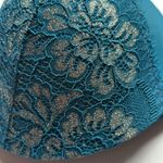 Maidenform  Love the Lift Push Up Plunge Underwire Bra Teal‎ Rose Gold Lace 38D Photo 3