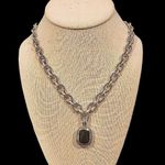 Sterling Silver Artisan Cushion Cut Smokey Topaz  Rope Cable Link Necklace Photo 7