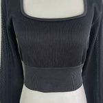 Aerie New Offline Seamless Square Neck Cable Long Sleeve Crop Top Size Large Photo 5
