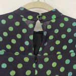 Saloni Rina Mini Dress Ruched Silk Iridescent Green Black Polka Dot NEW Womens 4 Photo 4