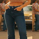 We The Free People Bell Bottom Flare Crvy Jeans Size 28 Dark Wash Raw Hem Photo 0