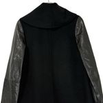 Vince  Black Leather-Sleeve Shawl Collar Wool Trench Minimalist Coat Size XS Photo 8