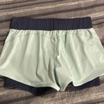 Fabletics Athleisure  Lined Biker Shorts Seafoam Navy Blue Size Med EUC #7951 Photo 3