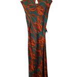 House of Harlow 1960 Revolve Ring Tie Satin Maxi Party Dress Fall Orange Green Size XS Photo 4