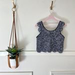 Chufy Blue Crochet Knit Cropped Scalloped Edge Top Size S Photo 3