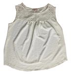 Hailey & Co White Gauze‎ Top Sleeveless Blouse L Lace Detail Shirt Ivory Size L Photo 0