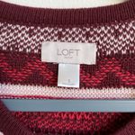 Loft  Escapade Full Zip Fair Isle Cotton Cardigan Sweater (Sz S) Red & White Photo 3