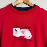Vtg Deadstock Cat Lover Applique Mock Neck Sweatshirt Pullover Womens Medium Red Photo 4