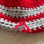 Crochet red and blue stripe skull beanie Photo 3