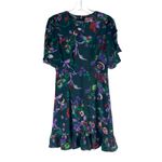 Kate Spade  Fleur Nouveau Mini Dress Smocked Ruffle Green Size 4 Photo 2