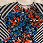 LuLaRoe RANDY 3/4 Raglan Sleeve Baseball Tee LARGE Floral Striped Photo 0