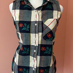 Cabin creek Vintage  plaid and floral grannycore button down collared tank S pet Photo 0