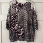 Chico's NWT Chico’s Size 2 Purple Floral Houndstooth Dolman Pullover Sweater Chico Large Photo 7