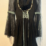 Current/Elliott NWOT Black Lace Dress with Green Accents Myths and Legends Photo 0