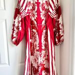 Farm Rio NWT  Floral Chains Stripe Long Sleeve Linen Midi Dress Photo 3