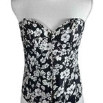 Adore Me  Black and White Floral Hibiscus Lace Up Back Corset Top XL Sexy Photo 0