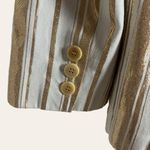 7 For All Mankind Women’s Shine Gold Cream Striped Double Breasted Blazer L Photo 11