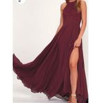 Lulus  Picture Perfect Burgundy Lace Maxi Dress Size Small Photo 0