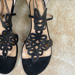 Thalia Sodi  Black & Metallic Shimmer Thong Style Embellished Sandal Photo 2