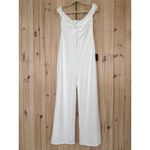 Lulus NWT  Stunning Existence White Off-the-Shoulder Knot-Front Jumpsuit Size L Photo 1