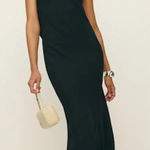 Reformation  | NWT Portia Scarf High Draped Neck Open Cowl Back Midi Dress Black Photo 0