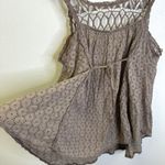 Free People Eyelet Crochet Lace Babydoll Swing Tank Taupe Size M Photo 4