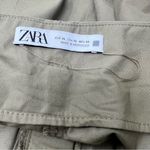 ZARA  belted cargo trousers wide leg olive green size XL high rise paperbag waist Photo 5
