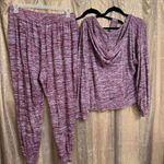 Old Navy Purple Maroon Red Stretchy Plush Jersey Knit 3 Piece Lounge Set Large Photo 1