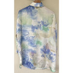 ZARA  Watercolor Satin Long Sleeves Button Up Oversized Blouse Pastel M Luxury Photo 4