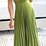 Abercrombie & Fitch Giselle Pleated Cutout Midi Dress Olive Size Medium Petite Photo 0