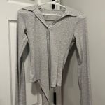American Eagle AE Grey Button-Up Long Sleeve Bodysuit Photo 0