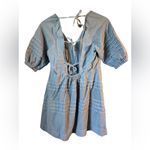 7 For All Mankind  Sz S Denim Chambray Babydoll Mini Puff Sleeve Dress Western Photo 1
