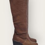Pierre Hardy Brown Leather Knee High Pull On Tall Wedge Platform Boots Size 38 Photo 0