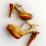 Gianni Bini  suede tan snakeskin heel with strap spring boho glam party platform Photo 0