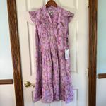 Unique Vintage Purple Floral Prairie Dress Sleeveless Ruffle XL/14 Photo 6