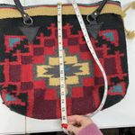 Handwoven Wool Malibu Tote Saddle Blanket Bags Leather Handles Southwest Aztec Photo 11