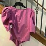 Free People  Knit Deep V-Neck Short Ruched Puffed Sleeve Bodysuit Photo 3