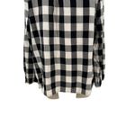 J.Crew Open Ruffle V-neck Button-up Shirt Gingham Plaid Check Black White XL Photo 8