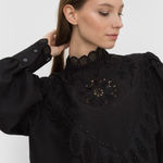 ROHE Magalie Silk Black Blouse NWT Sz. 40 (US 8/L) Size L Photo 0