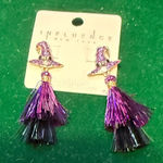 Halloween Purple and Black Witch Hat Earrings​ Photo 0