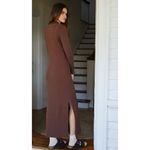 Anthropologie Daily Practice by  Brown Slim V-Neck Ribbed Dress Size Medium Photo 2